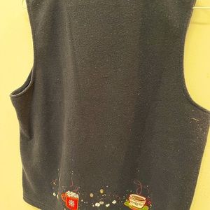 Christopher & Banks Size Large Black Embroidered Hot Cocoa Vest